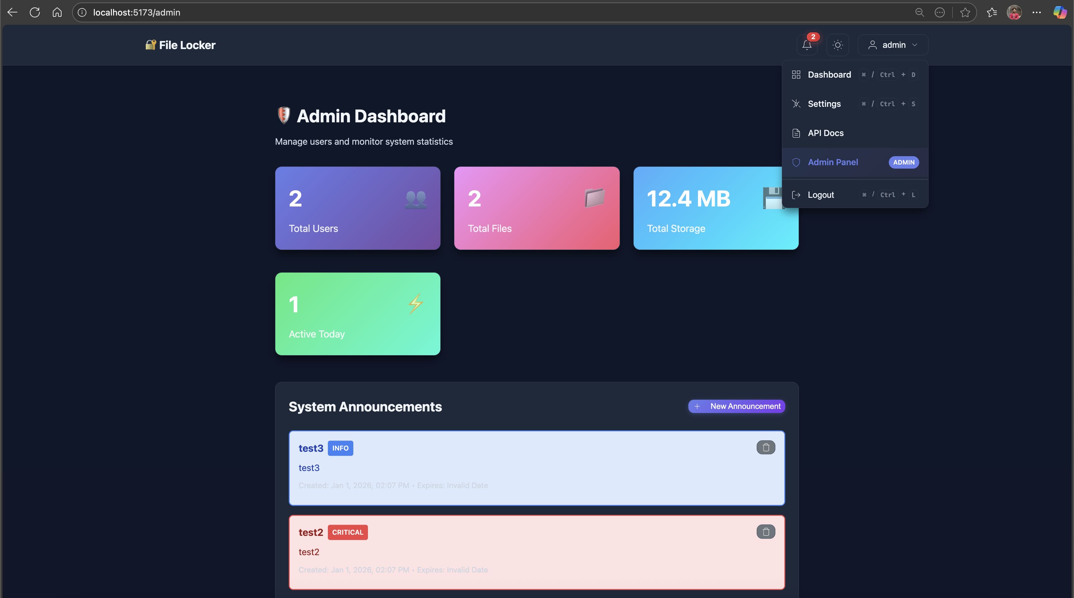 Admin Dashboard